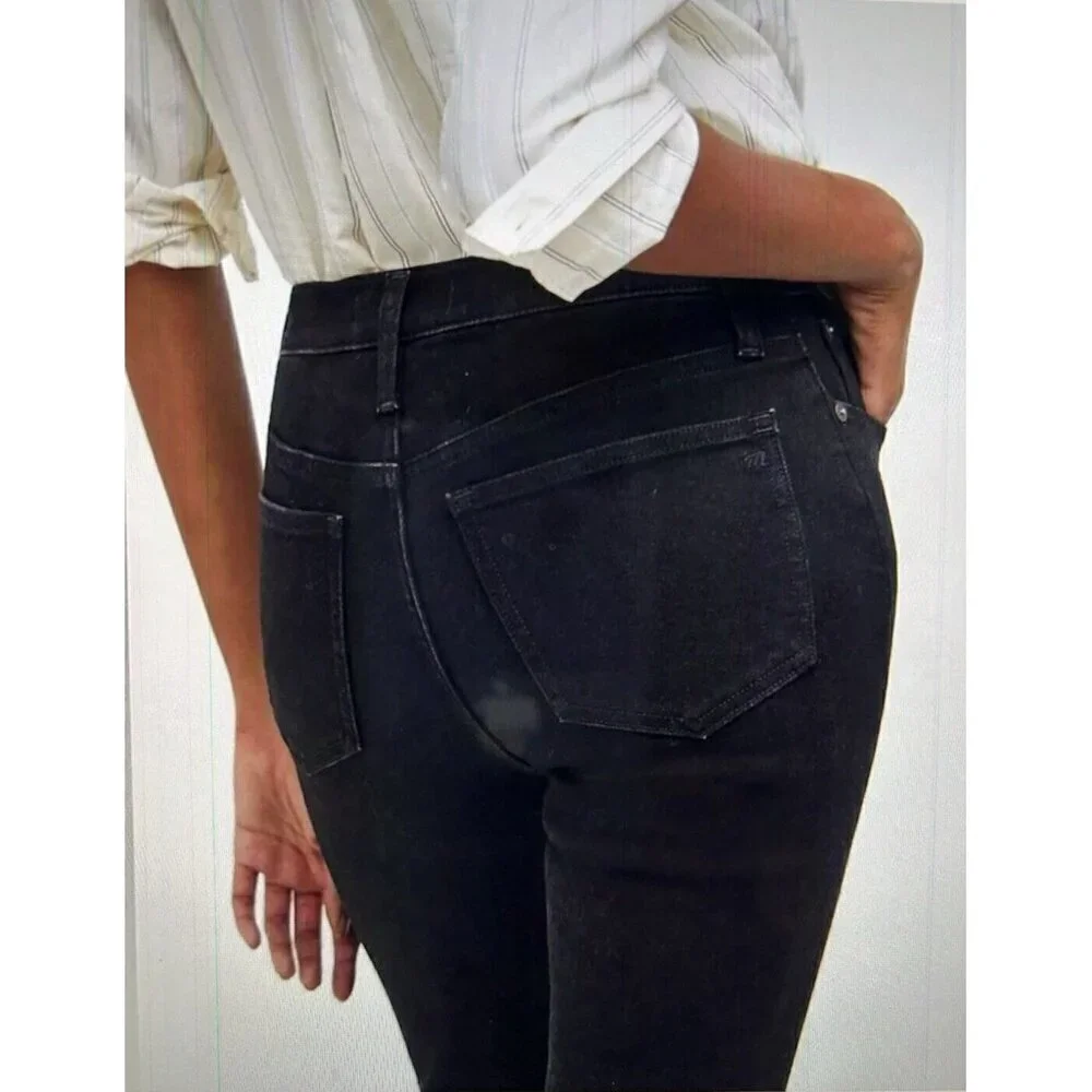 Madewell Womens Mid-Rise Full Length Kick Out Black Denim Jeans Size 32 - Picture 4 of 15